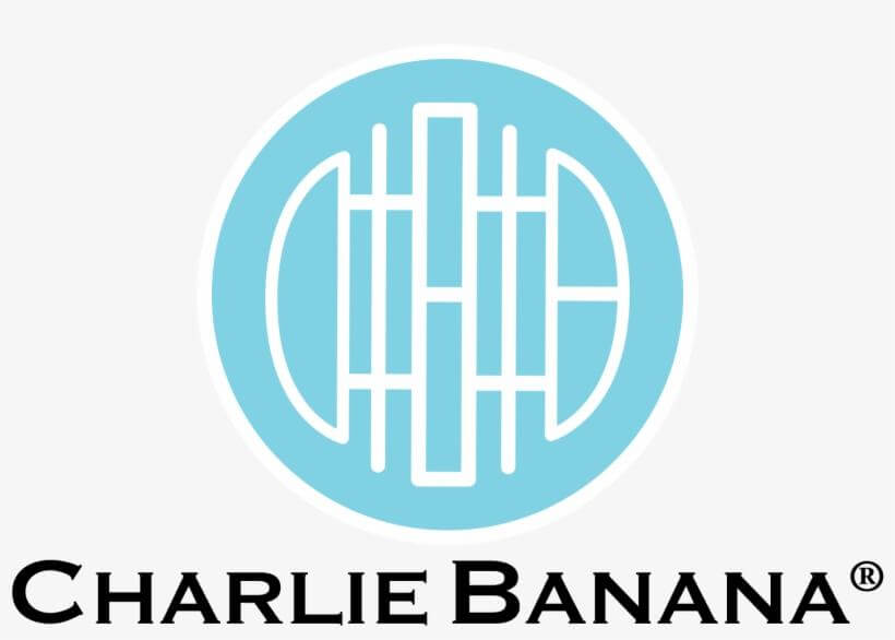 Logo of Charlie Banana Baby Essentials Collection featuring a blue circular design.