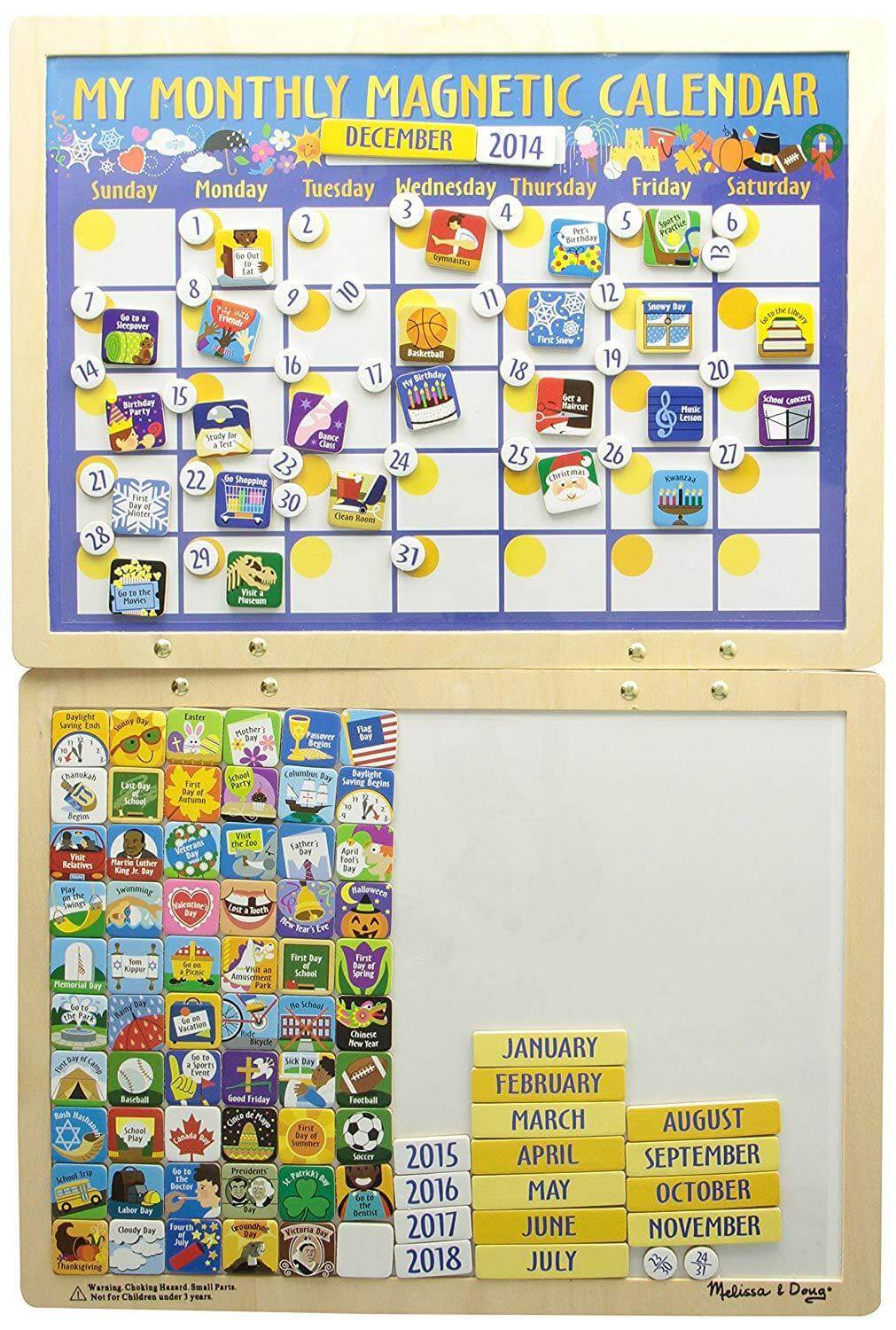 Magnetic calendar for kids featuring educational activities, part of Educational and Developmental Toys for Early Learning.