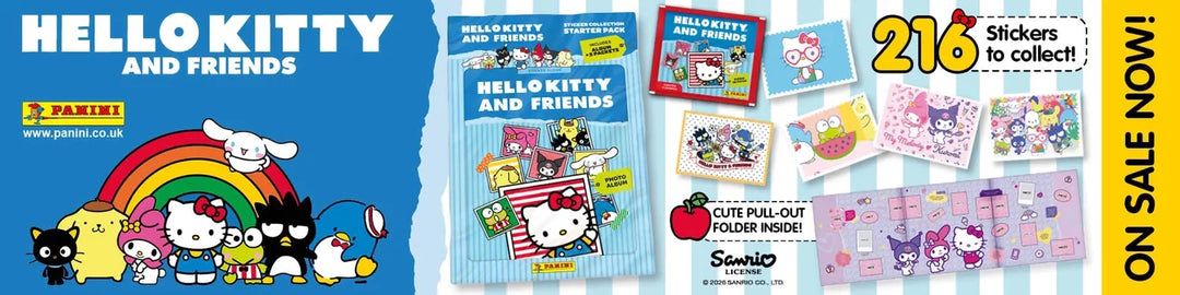 Hello Kitty and Friends Sticker Collection featuring 216 stickers with various characters on a colorful background.