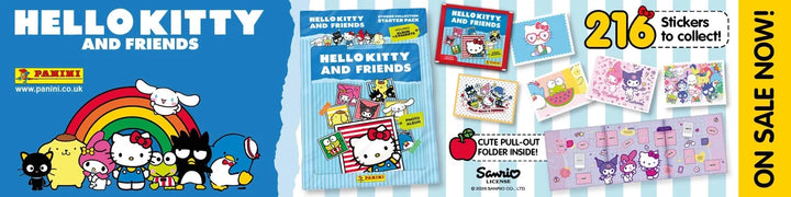 Hello Kitty and Friends Sticker Collection featuring 216 stickers with various characters on a colorful background.