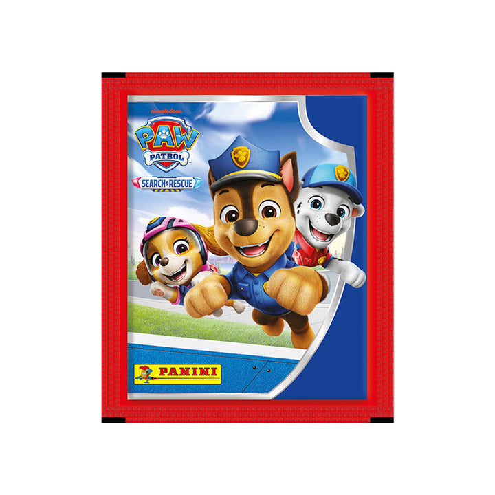 Paw Patrol Search &amp; Rescue Sticker Collection featuring Chase, Skye, and Marshall on colorful sticker album cover.