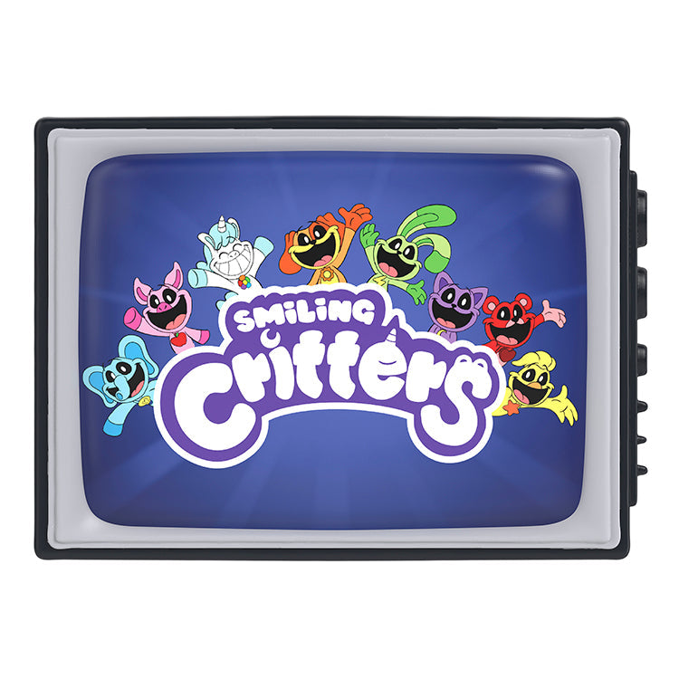 Poppy Playtime Series 3 Smiling Critters Action Figure 2PK TV accessory featuring Smiling Critters logo and characters.