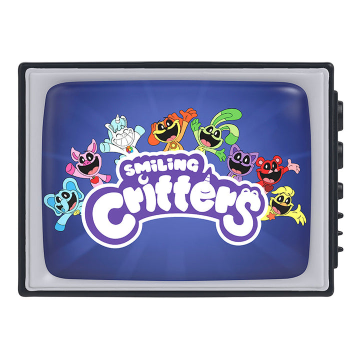 Poppy Playtime Series 3 Smiling Critters Action Figure 2PK TV accessory featuring Smiling Critters logo and characters.