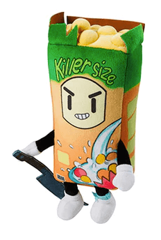Stumble Guys 8-inch Plush Buddies character plush toy styled as a snack carton with an animated design.