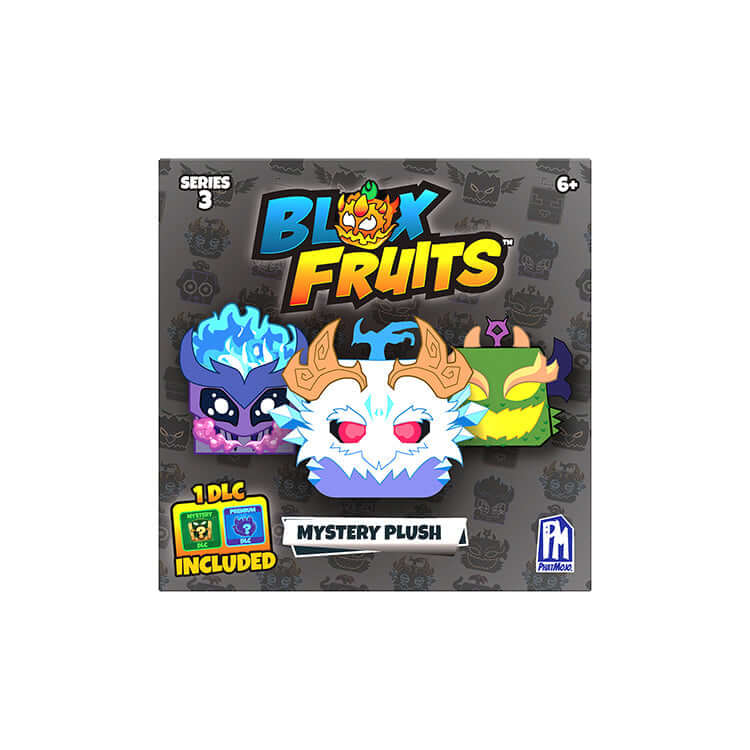 Blox Fruits Series 3 4" Collectable Plush featuring colorful mystery plush characters in vibrant packaging.