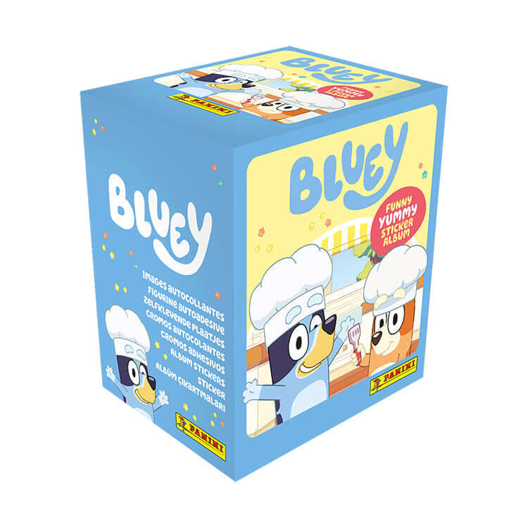 Bluey Funny Yummy Sticker Collection box featuring colorful design and interactive fun for kids.