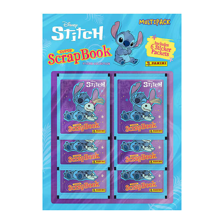 Stitch Super ScrapBook Sticker collection multipack featuring 6 sticker packets from Panini, perfect for fans and collectors.