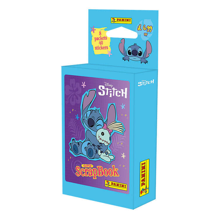 Disney Stitch Super ScrapBook Sticker Collection featuring 8 packets of colorful stickers for creative fans.