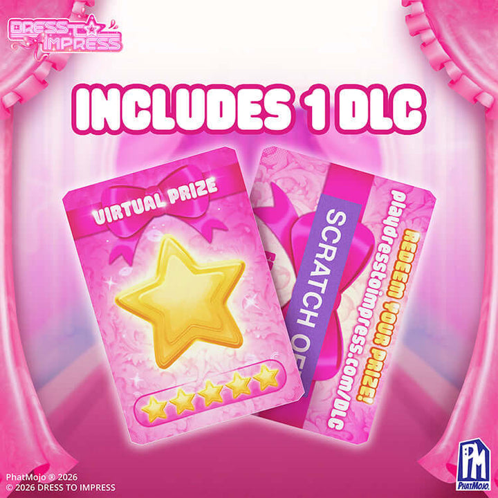Dress To Impress Series 2 Fashion Doll - Winter Rose includes 1 DLC virtual prize and scratch-off card.