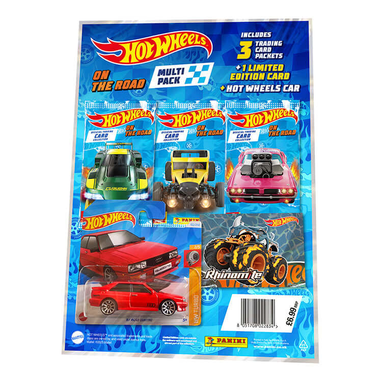 Hot Wheels On The Road Trading Card Collection multi-pack with trading card packets and Hot Wheels cars