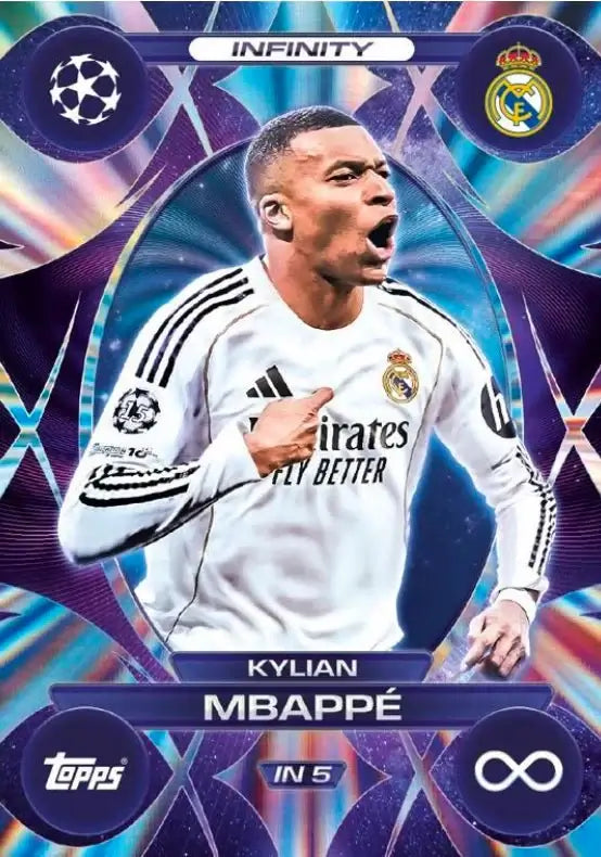 Match Attax 2025-26 Pack of 32 Packets - UCC featuring Kylian Mbappé Champions League card.