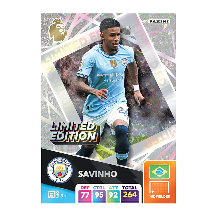 Premier League 2024-25 Adrenalyn XL Blaster Box Limited Edition Savinho card from Manchester City by Panini