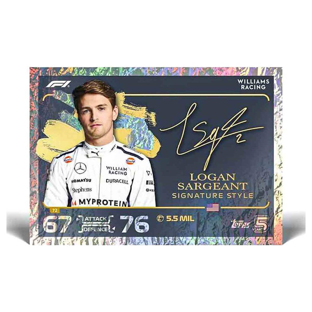 Turbo Attax Official Formula 1 Trading Card Game 2024 Logan Sargeant Signature Style card image.