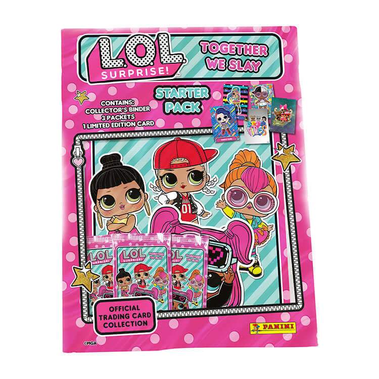 L.O.L Together We Slay Trading Card Collection starter pack featuring LOL dolls, collector's binder, and limited edition cards.
