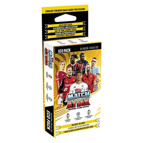 Match Attax 24-25 Eco Pack featuring UEFA Champions League trading cards and collectible features.