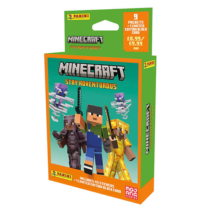 Minecraft Stay Adventurous sticker collection pack featuring characters and stickers from the game.