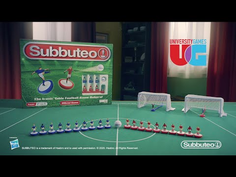 Subbuteo Referee Virtual Assistant Referee (VAR) Set displayed with iconic table football game components.