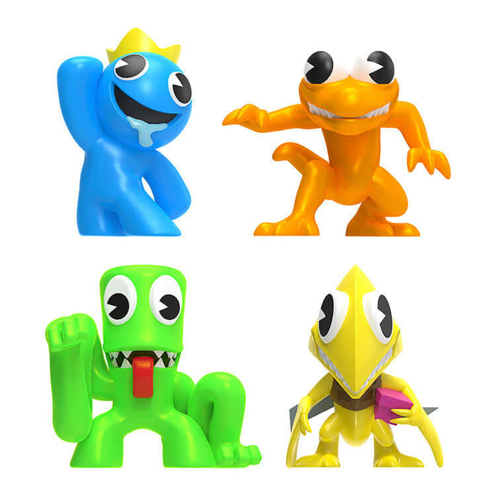 Rainbow Friends Series 2 Collector Figure 4-Pack - Neon features Blue, Green, Orange, and other funky characters.