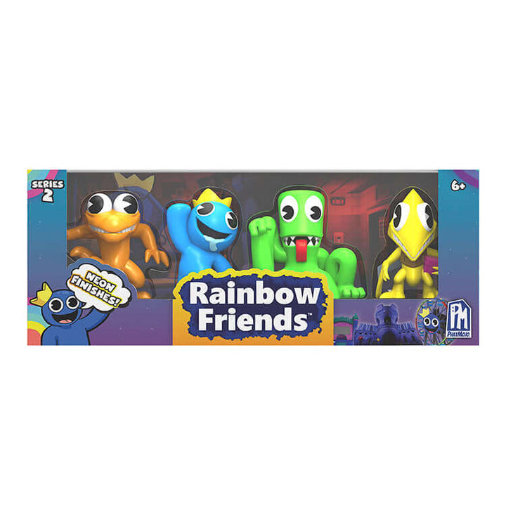 Rainbow Friends Series 2 Collector Figure 4-Pack - Neon featuring Blue, Green, Orange, and Purple characters.