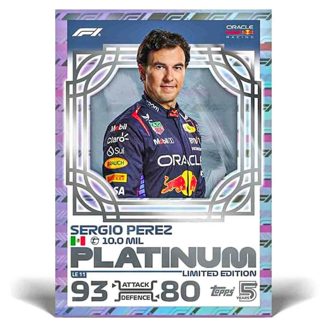 Sergio Perez Platinum Limited Edition card from Turbo Attax Official Formula 1 Trading Card Game 2024.