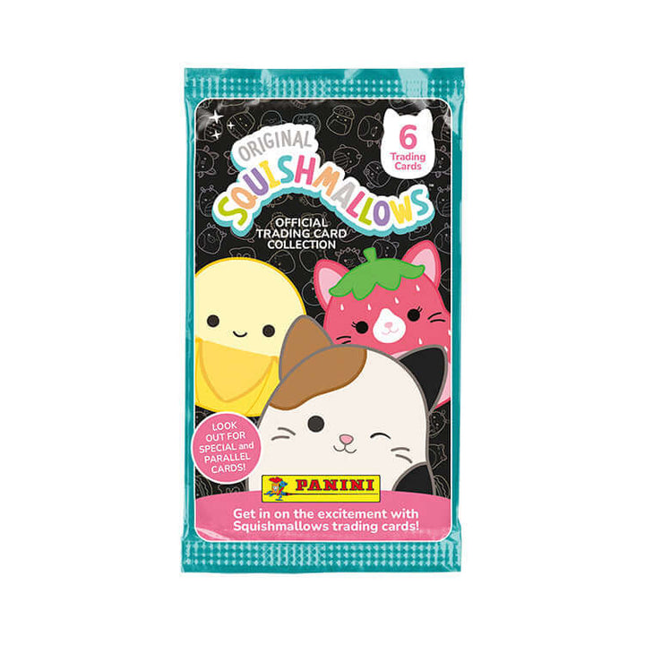 Squishmallows Trading Card Collection pack featuring cute characters and trading cards.