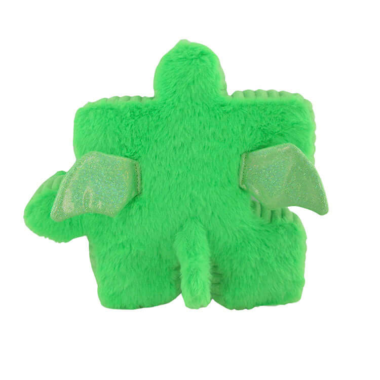 Squishy Pluzzles Fantasy 10" Plush Assortment - Back view of green plush with wings and soft texture.