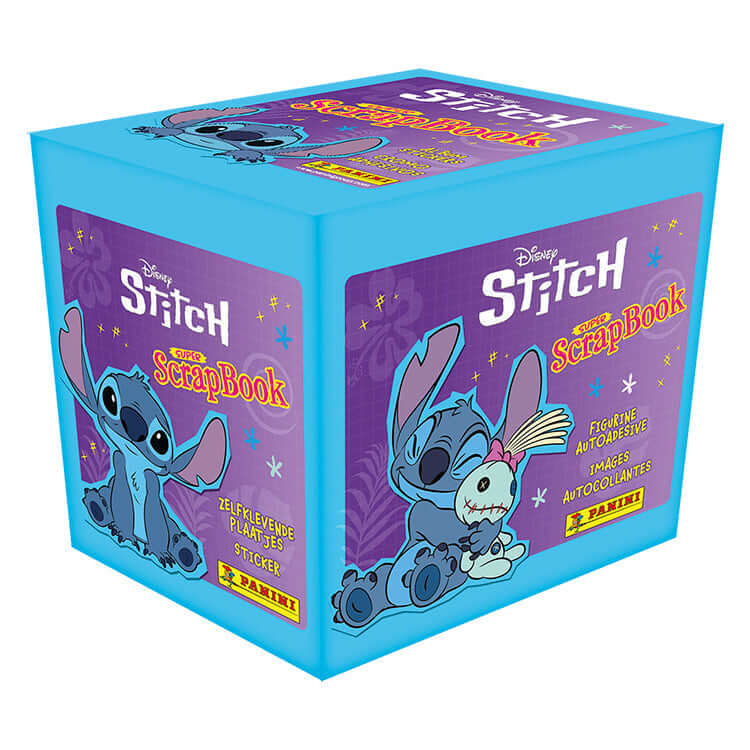 Colorful Stitch Super ScrapBook sticker collection box featuring beloved Stitch characters from Disney by Panini.
