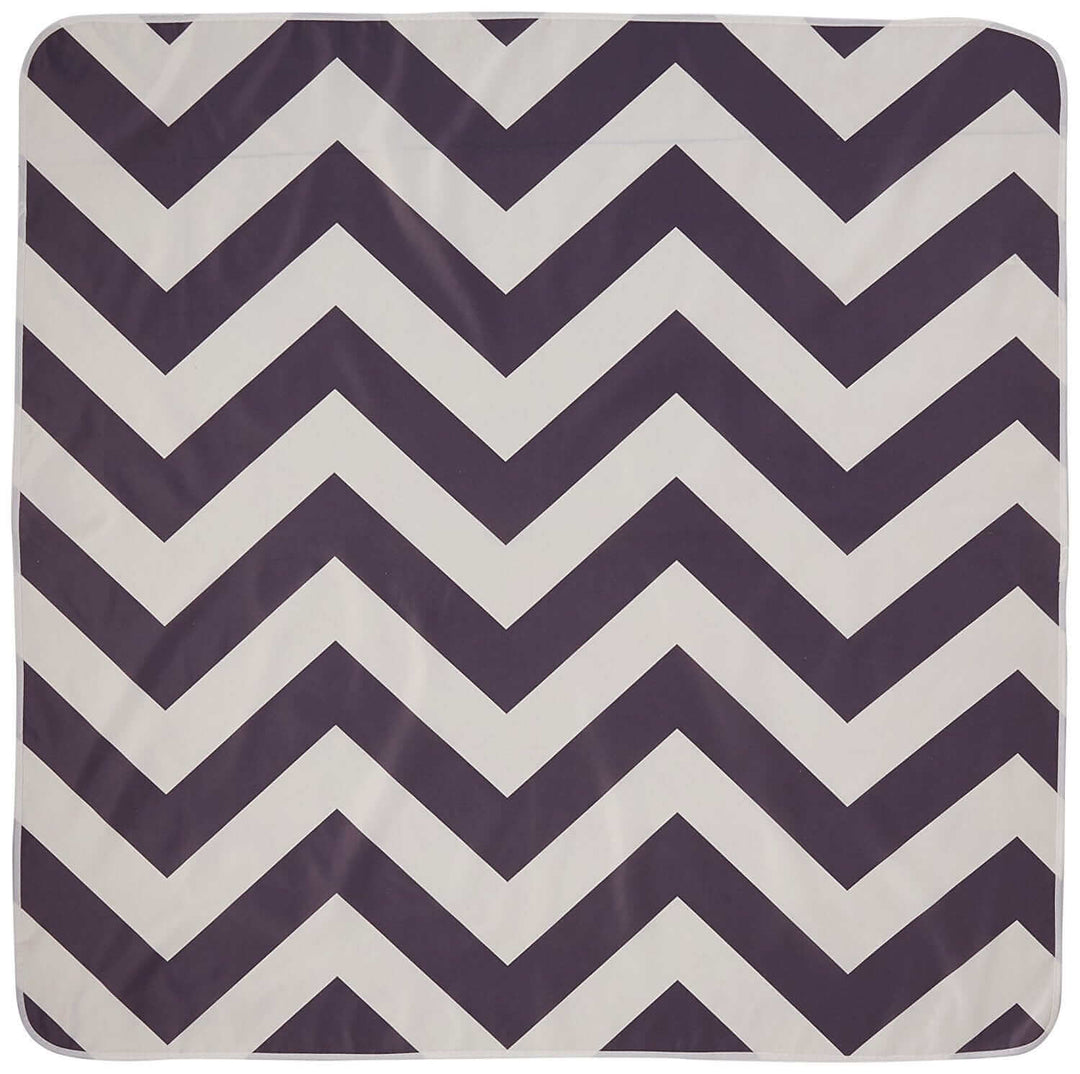 Multi-Use Grey Floor Mat with a stylish zigzag pattern, perfect for highchairs and play areas.