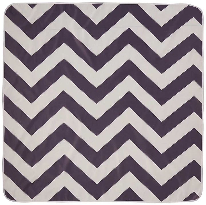 Multi-Use Grey Floor Mat with a stylish zigzag pattern, perfect for highchairs and play areas.