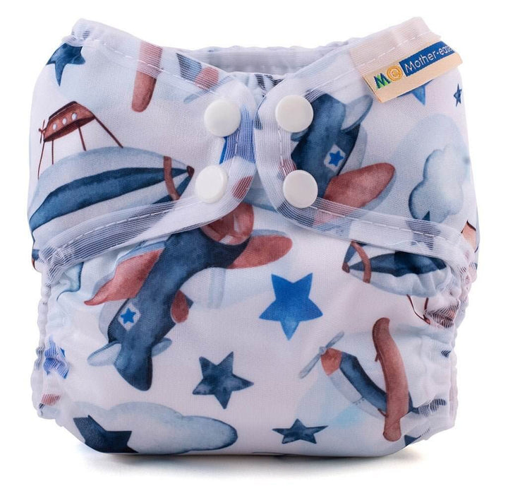 Wizard Uno Stay Dry Cloth Nappy - Newborn featuring a playful airplane design on a soft fabric.
