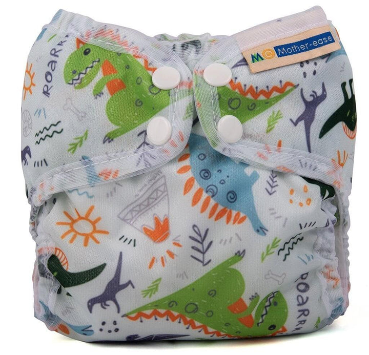 Wizard Uno Stay Dry Cloth Nappy - Newborn featuring colorful dinosaur design and easy snap closure.