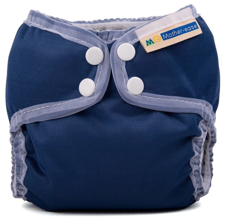 Wizard Uno Stay Dry Cloth Nappy - Newborn, all-in-one cloth nappy design, navy blue color with snap button closures.