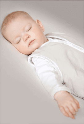 Baby peacefully sleeping in a Joey Swag Baby Sleeping Bag, showcasing its lightweight and safe design.