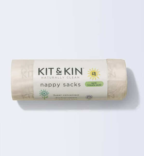 Kit and Kin Biodegradable Nappy Sacks - 60 Pack, Fragrance-Free, eco-friendly nappy disposal solution.