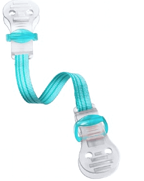 Striped Attachment Band for securely attaching baby toys and comfort items, featuring an easy-to-use design.