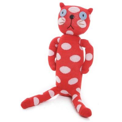 Sock Doll Kitty Kat - Super soft, red polka dot handmade toy for children.