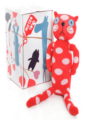 Sock Doll Kitty Kat - Super Soft, Squidgy & Handmade Toy with polka dots and bright colors, perfect for cuddling.