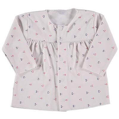 Girls Long Sleeve Pima Cotton Top featuring a soft, patterned design with buttons down the front.