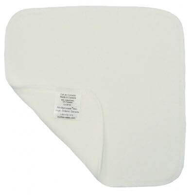 Washable Reusable White Baby Wipes - soft terry fabric with label and rounded edges for gentle cleaning.