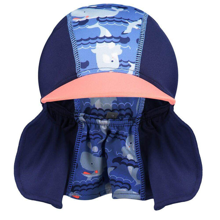 Close Parent UPF 50+ Pop-In Sunhat featuring whale pattern and peaked design for sun protection.